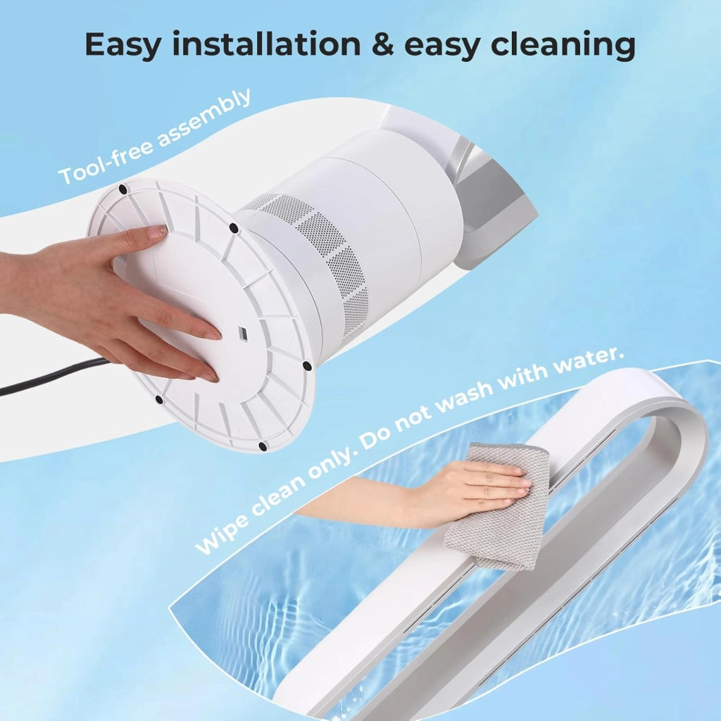 Ventilatore a torre senza lama, 10 velocità, oscillante a 71°, timer 9H, con telecomando, sicurezza per bambini, silenziatore, con display a LED, per camera da letto, ufficio
