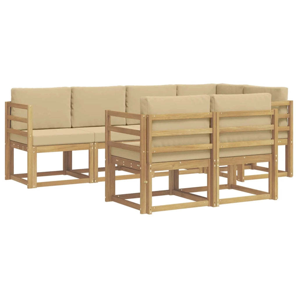 Set di divani da esterno 7 pz Bianco e Beige Poliestere 3387757