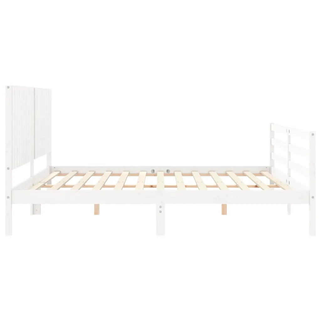 Giroletto con Testiera Bianco 200x200 cm in Legno Massello 3194787