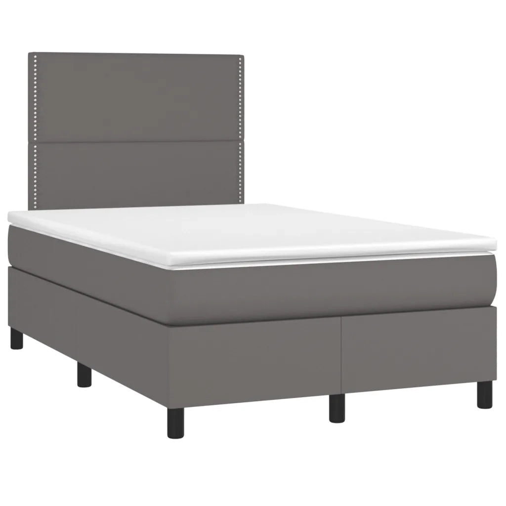 Giroletto a Molle con Materasso Grigio 120x190 cm in Similpelle