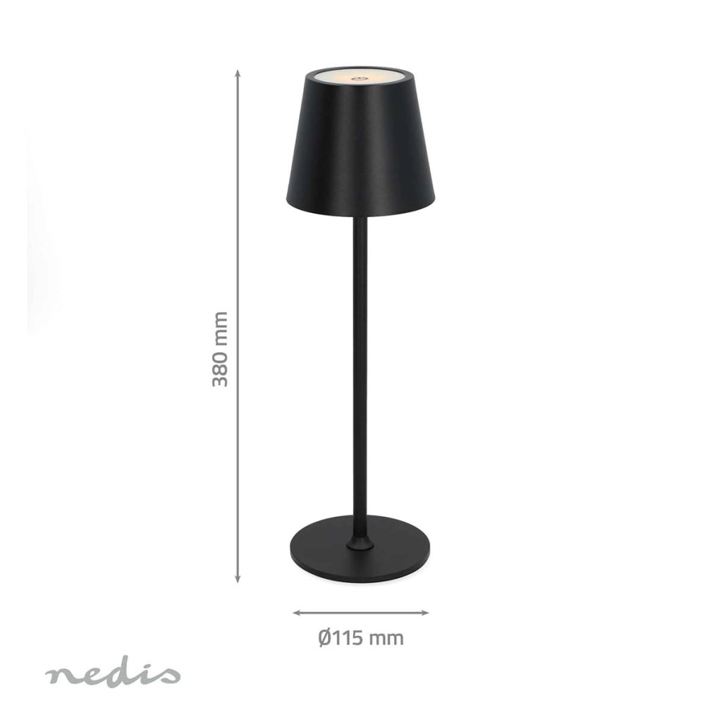 Lampada da tavolo con dimmer tattile 1,8W 150lm 3000-6000K IPX4 Ricaricabile Nero Nedis