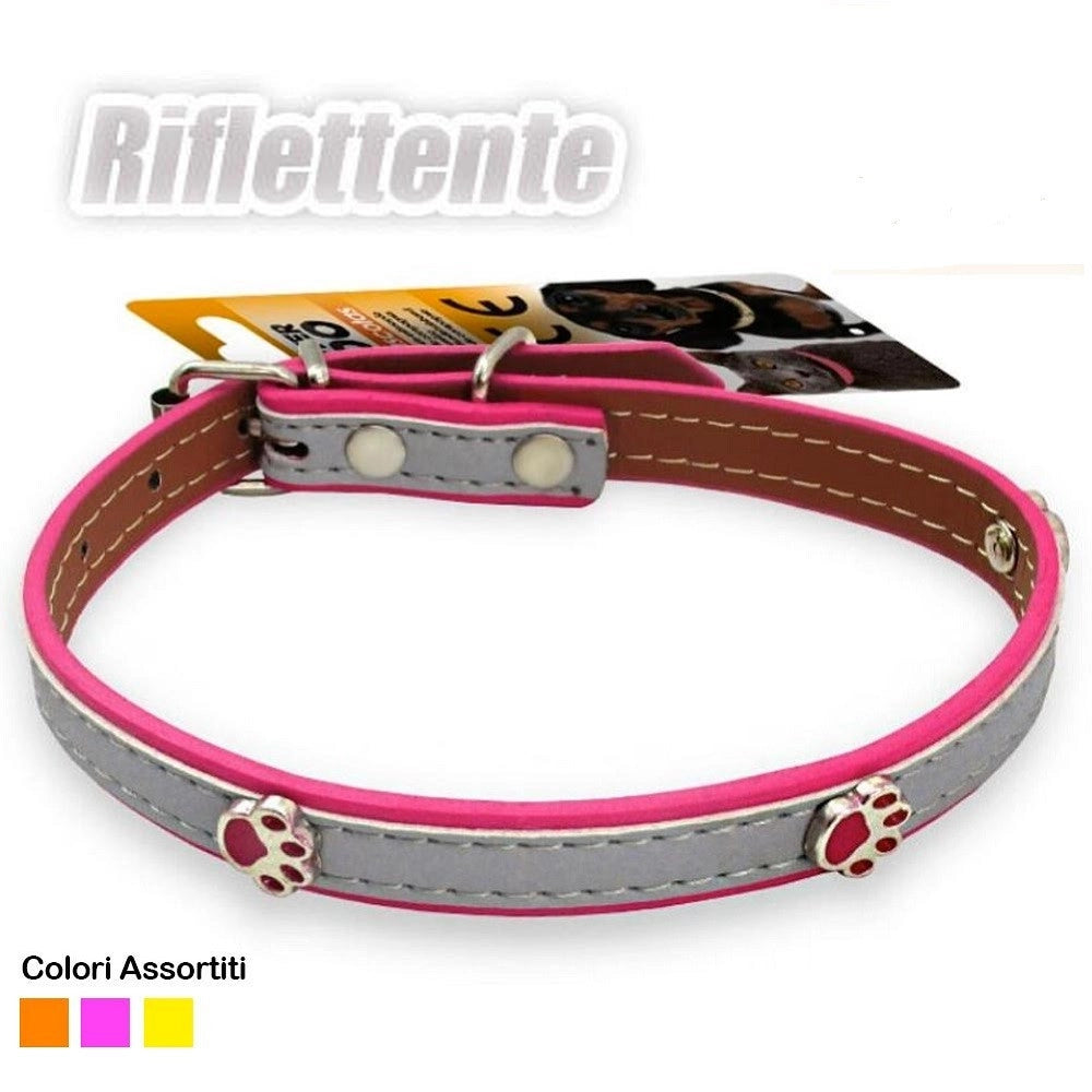 Trade Shop - Collare Per Cani Cuccioli Gatti Animali In Cuoio 40 Cm Strass Zampetta Unisex -