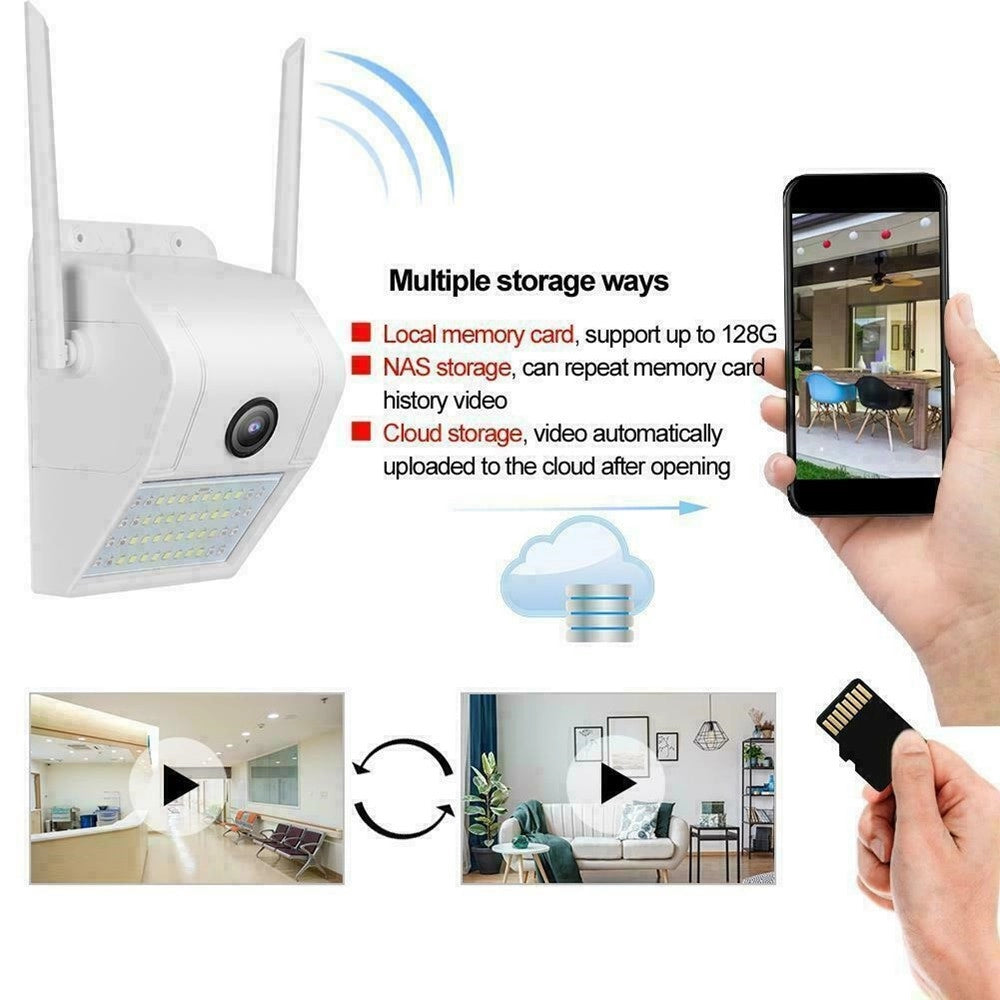 Trade Shop - Ip Camera Wifi Esterno 2mp 1080p Led Lampada Solare Ip66 Telecamera Cam Sd Rec -