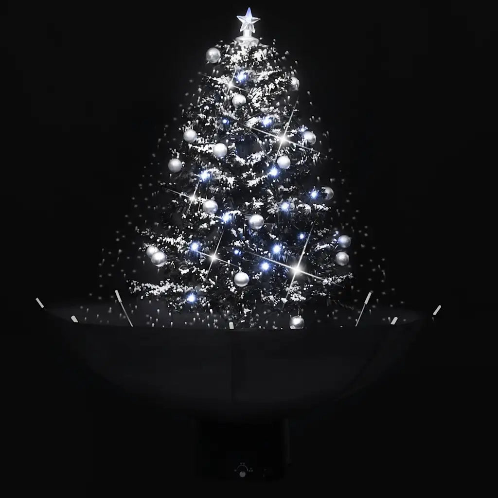 Albero di Natale | Decorazioni natalizie con Nevicata e Base ad Ombrello Nero 75 cm PVC