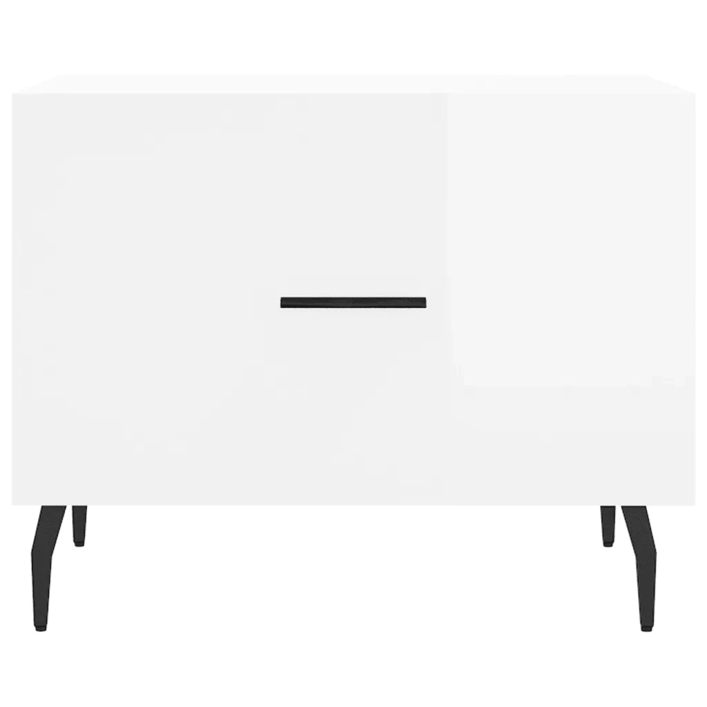 Tavolini Salotto 2pz Bianco Lucido 50x50x40cm Legno Multistrato 829433