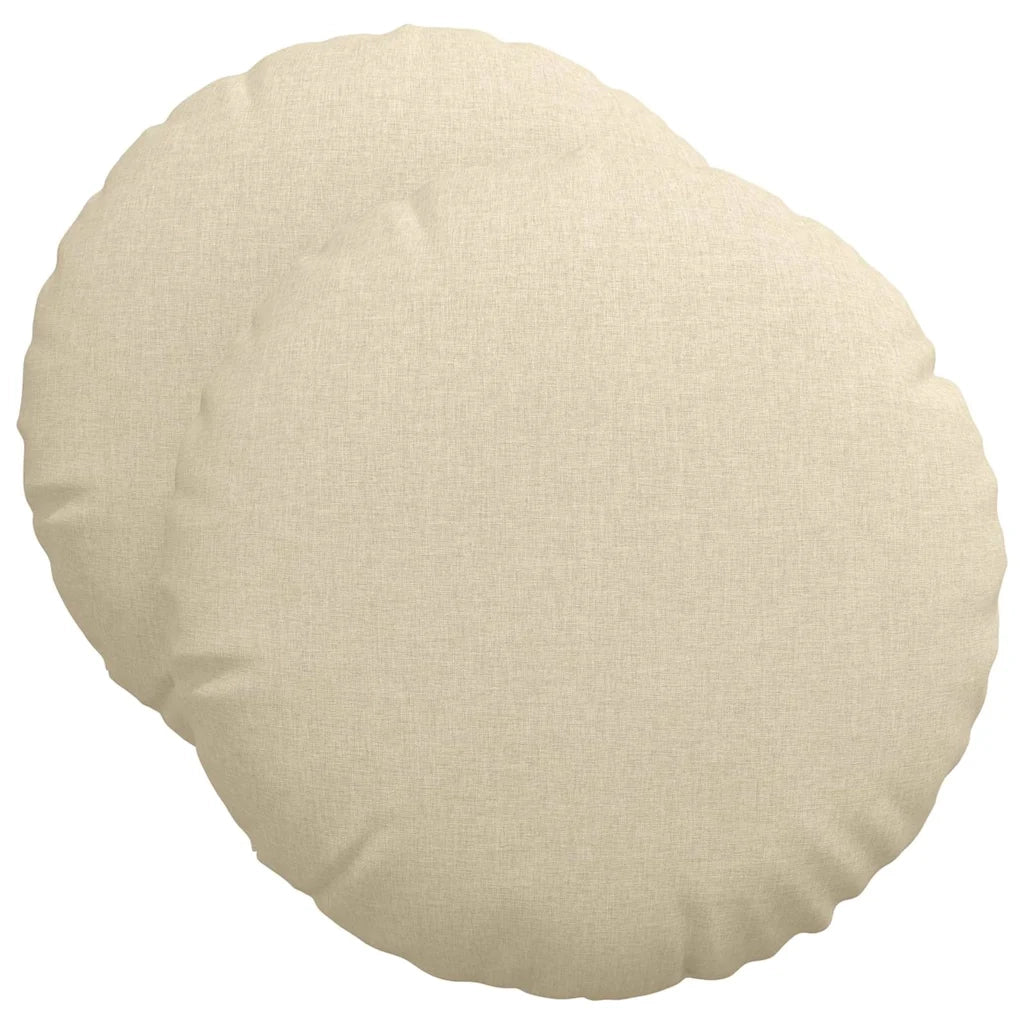 Cuscini per Seduta 2 pcs Crema Ø50 x 19 cm Tessuto