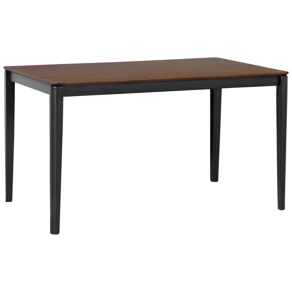 Tavolo da pranzo in noce scuro con gambe in metallo nero 135 x 80 cm Rettangolare in stile tradizionale