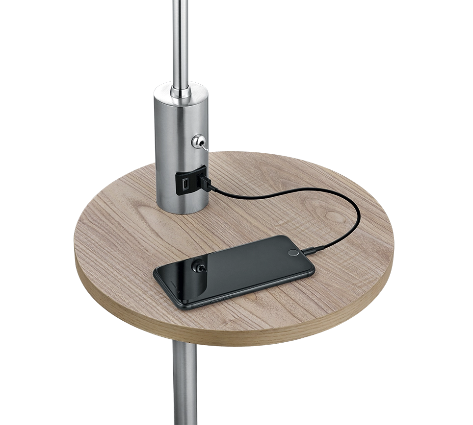 Piantana con mensola e attacco USB, metallo, H 160 cm, Claas