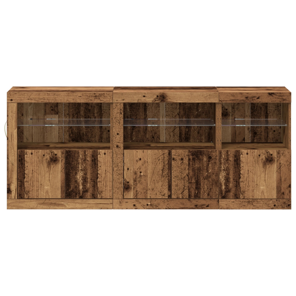 Credenza con luci LED Legno vecchio 162x37x67 cm Legno ingegnerizzato