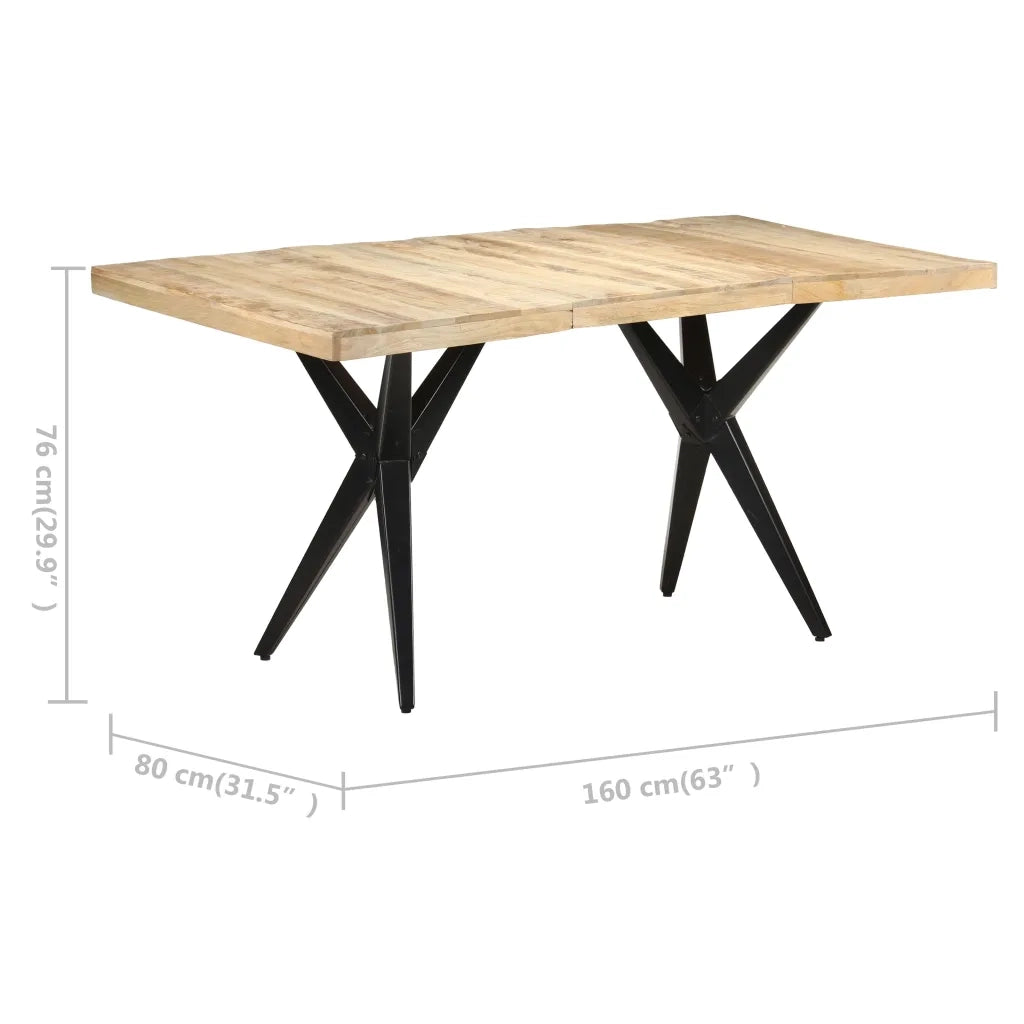 Tavolo da Pranzo 160x80x76 cm in Legno Massello di Mango Grezzo cod mxl 65526
