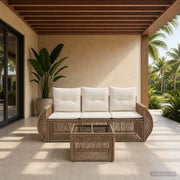 Set Divano da Giardino 4 pcs Beige e Bianco Crema polyrattan 3435339