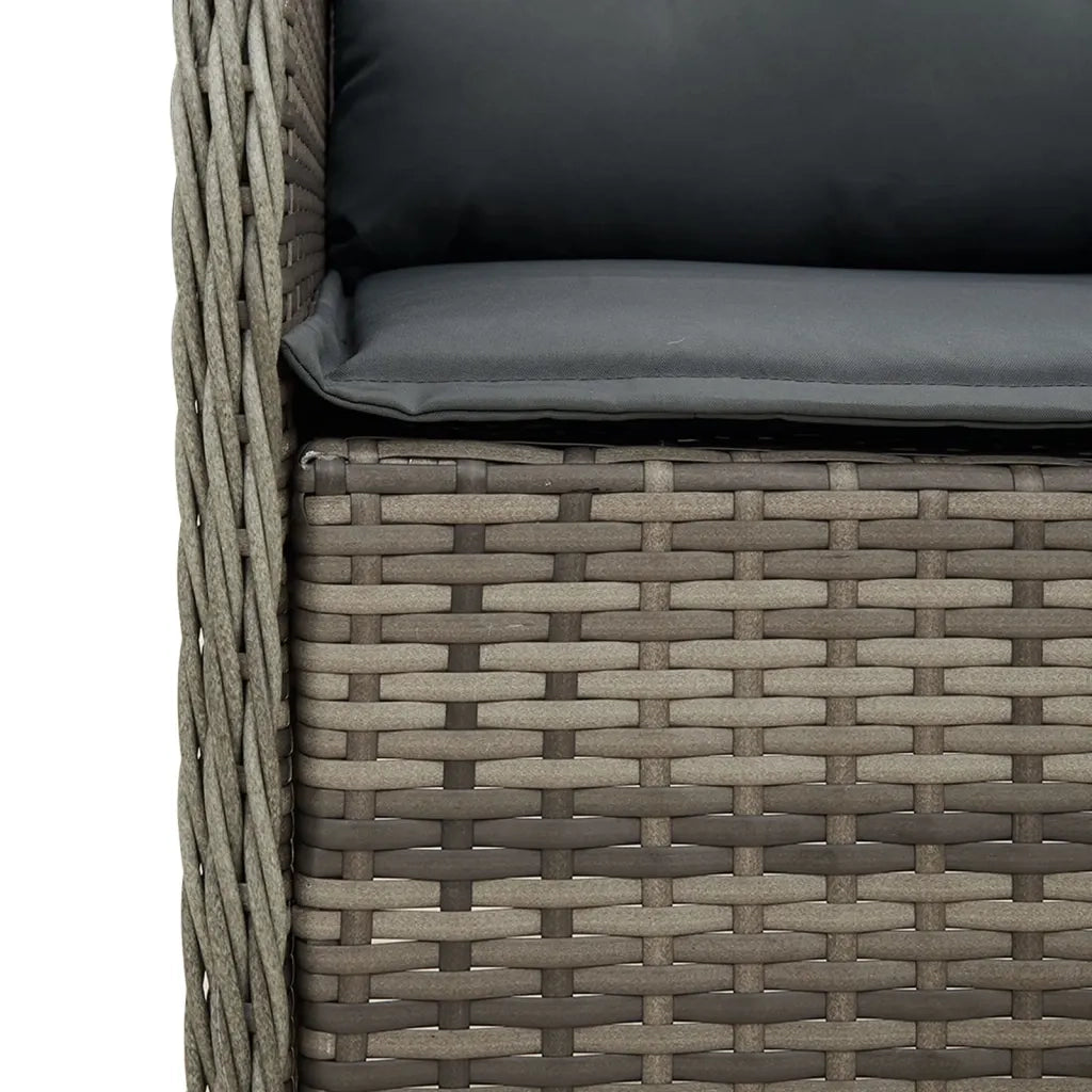 Set da Pranzo da Giardino 5 pz con Cuscini in Polyrattan Grigio