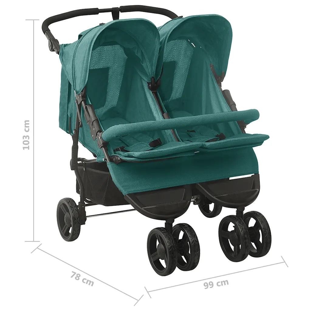 Passeggino Gemellare Verde in Acciaio CFW3948875