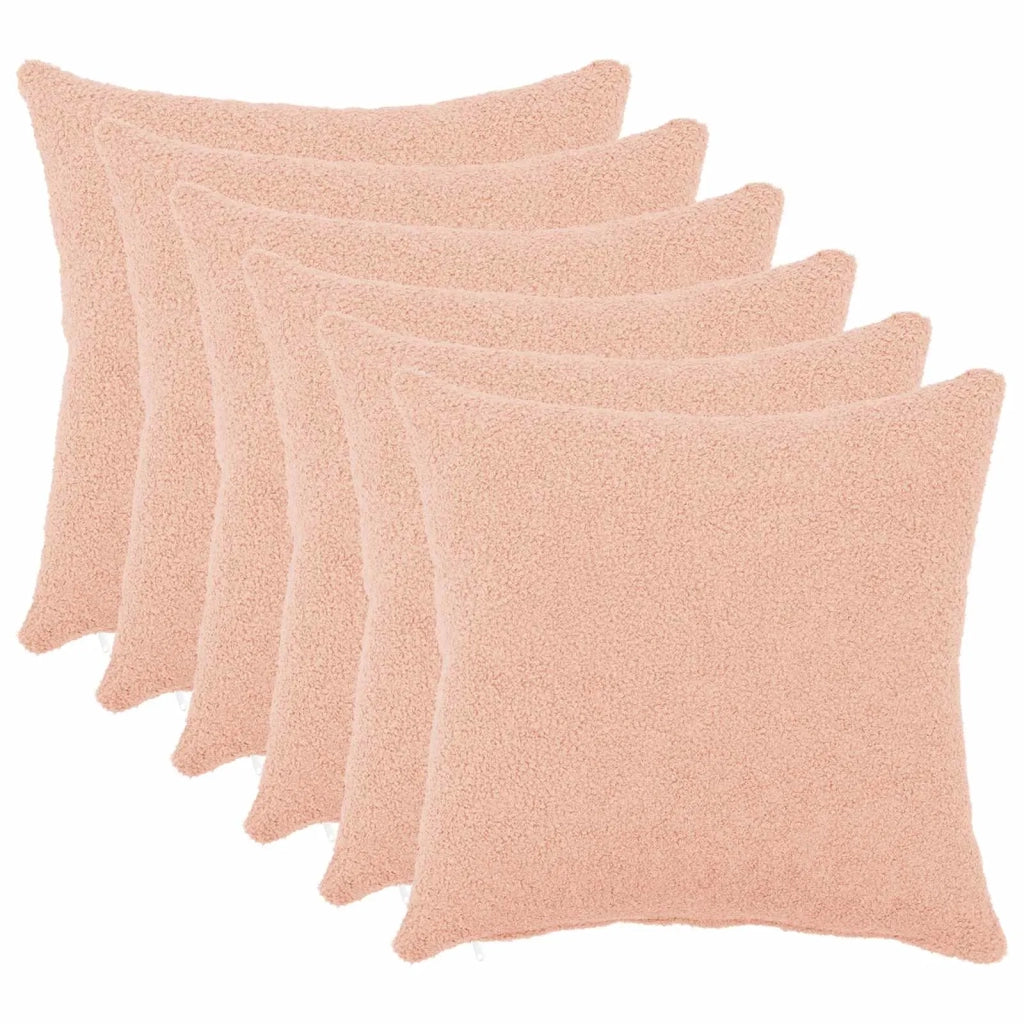Federa 6 pcs HEERLEN Rosa 30 x 30 cm Bouclé 907454