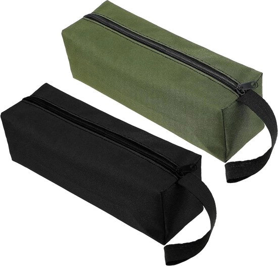 Doppio Set di Tasche per Gli Strumenti in Canapa 10 "x 3.1" Pouch per Strumenti Portatile con Base Resistente ai Sforzi - Borsa Multifunzione per Strumenti Gadget e Cosmetici Stazionari.