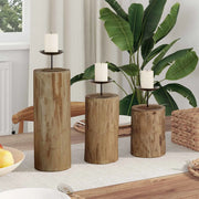 Candelabro 3 pcs Naturale Legno massello di teak 42012366