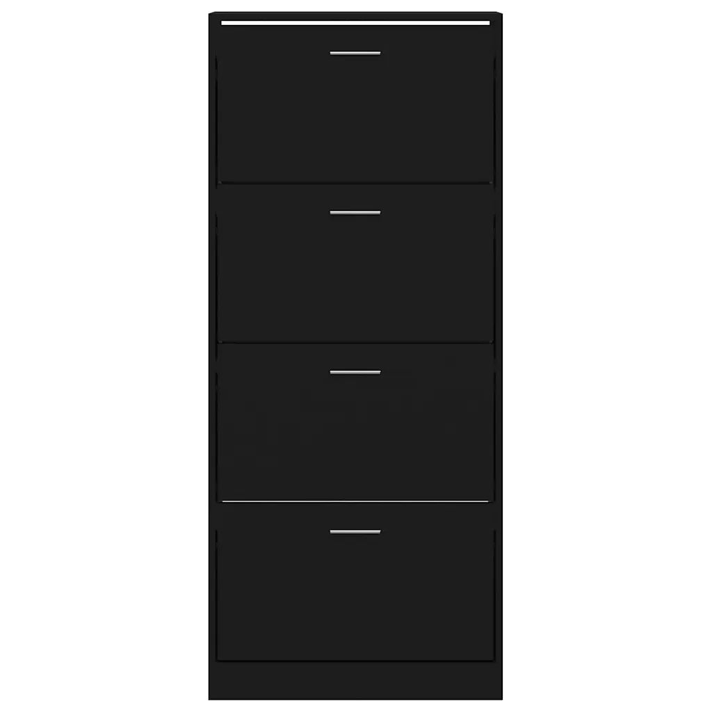 Scarpiera Nera 63x24x147 cm in Legno Multistrato 342544