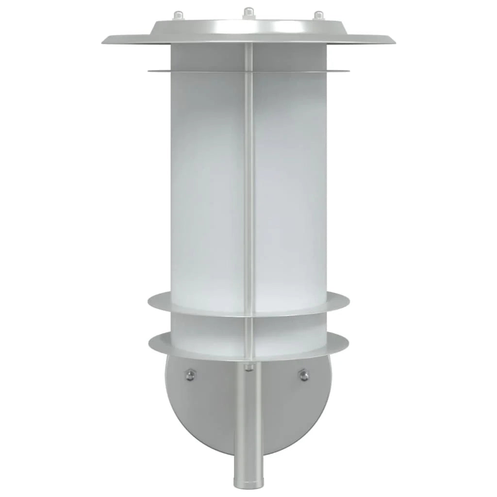 Set di 2 applique da esterno resistenti alle intemperie 19 x 19 x 31 cm acciaio inox argento 02_0056597