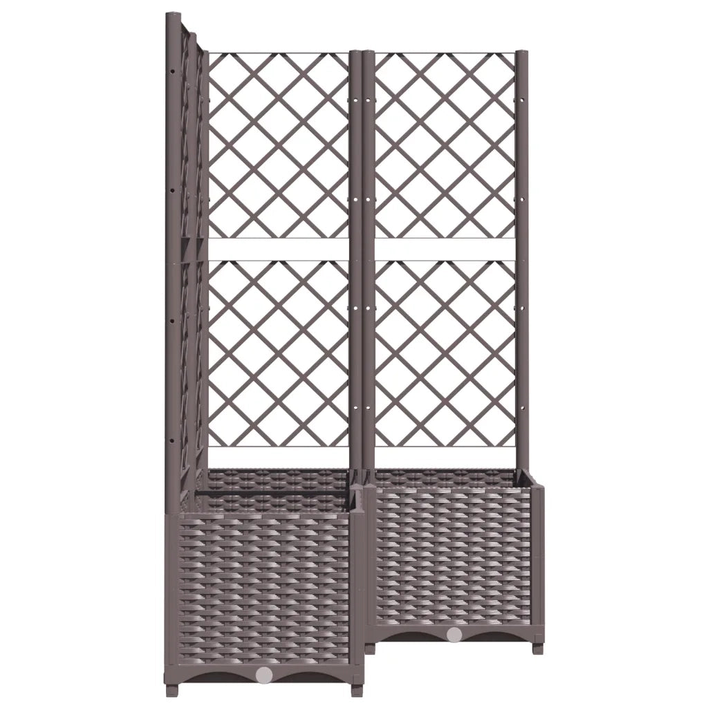 Fioriera | Cassetta per fiori | Vaso da Giardino con Graticcio Marrone 80x80x136 cm in PP