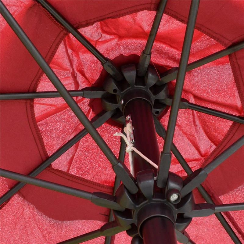OMBRELLONE ROTONDO E REGOLABILE CON MANOVELLA IN POLIESTERE METALLO E FIBRA DI VETRO Ø 265X240 CM ROSSO E NERO