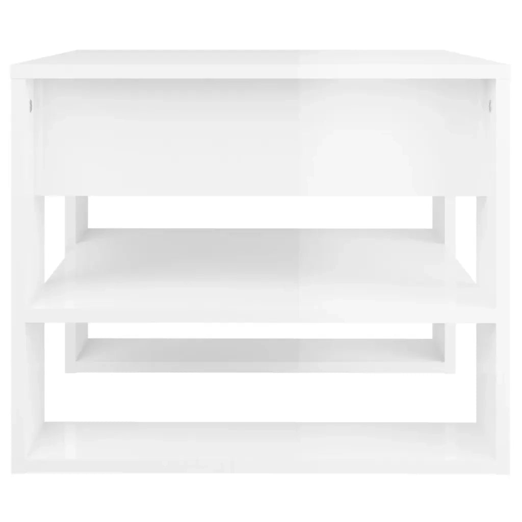 Tavolino Salotto Bianco Lucido 55,5x55x45 cm Legno Multistrato 810914