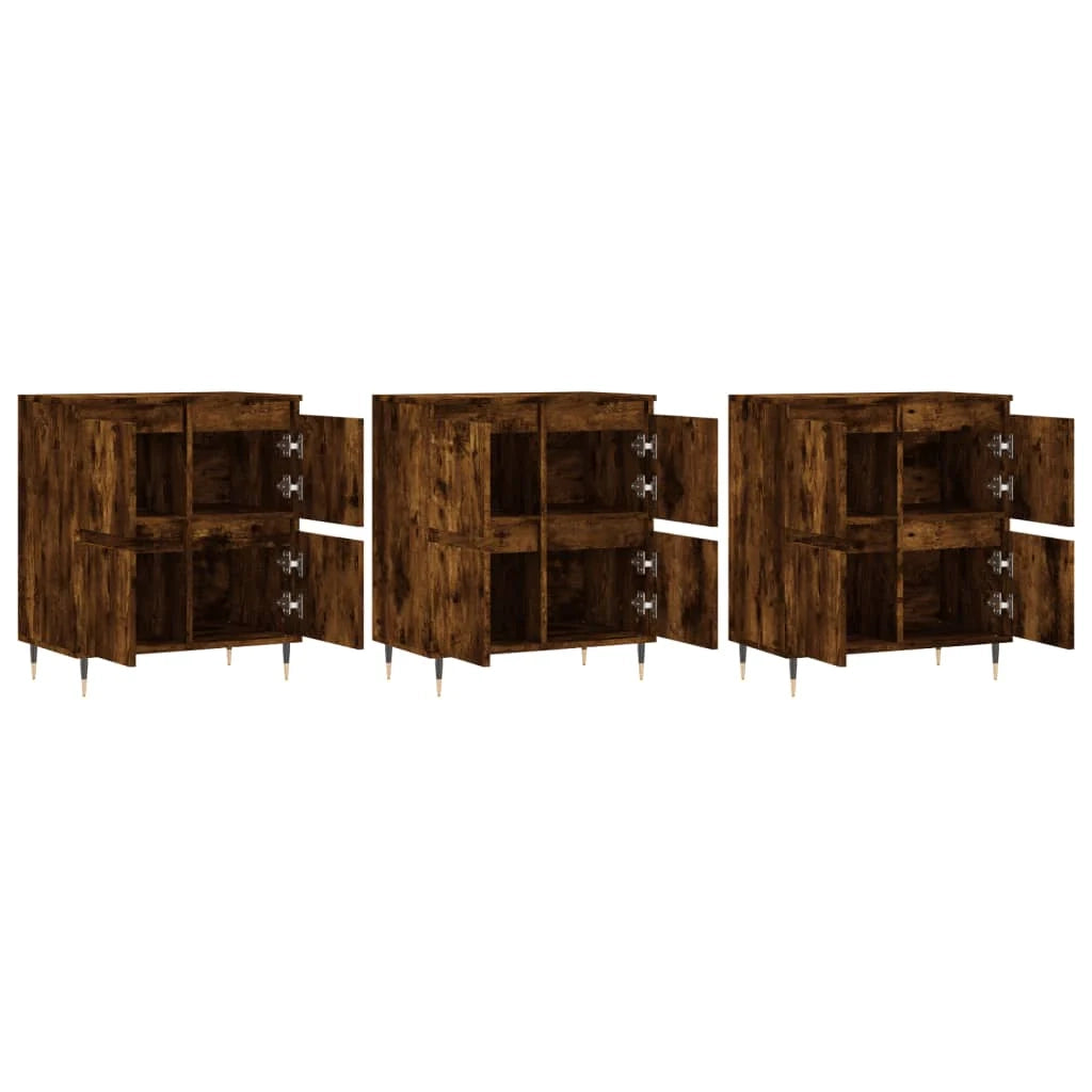 Buffet credenza cassettiera armadio mobile contenitore organizer per cucina soggiorno salotti 3 pezzi legno ingegnerizzato marrone 02_0037059