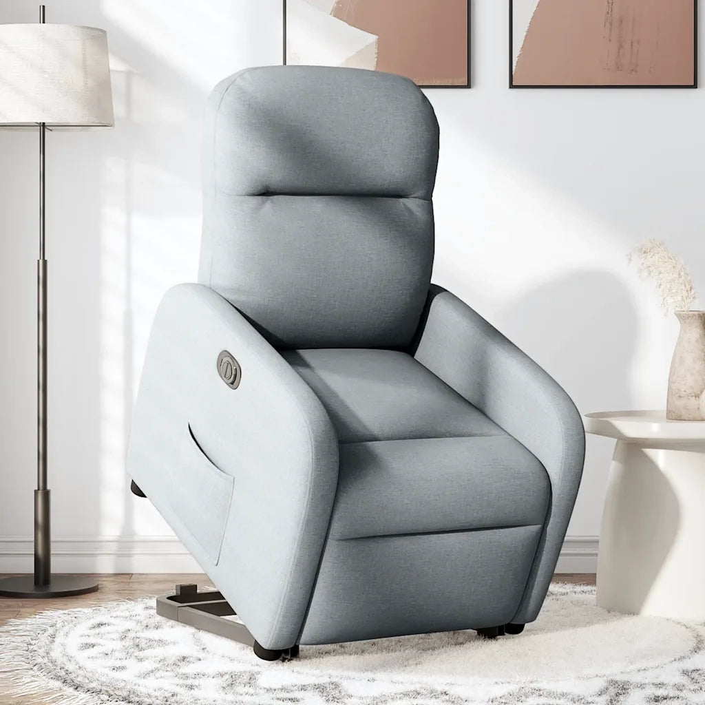 vidaXL Poltrona Reclinante Alzapersona Elettrica Grigio Chiaro Tessuto