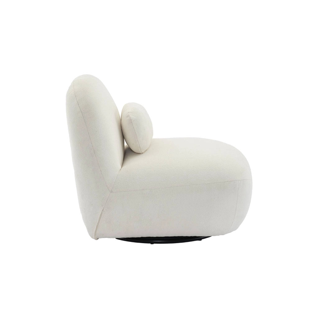 Poltrona girevole 360° bouclé, crema