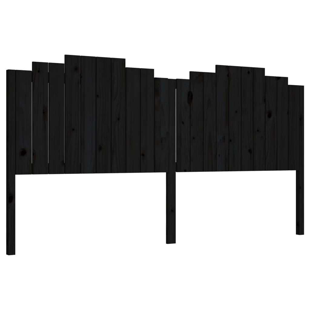 Testiera per Letto Nera 206x4x110 cm in Legno Massello di Pino