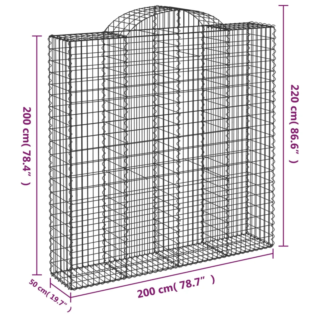 Cesti Gabbioni ad Arco 11 pz 200x50x200/220 cm Ferro Zincato