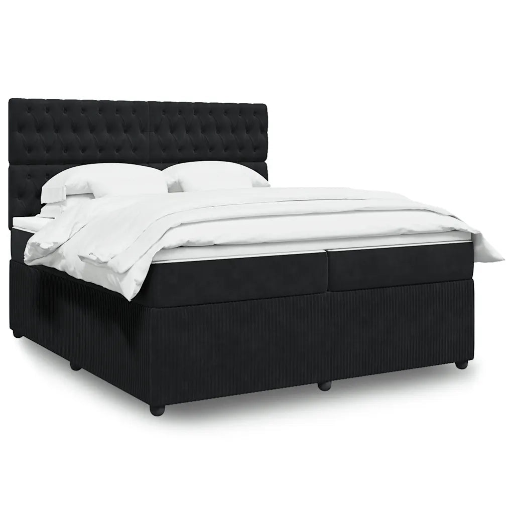 Giroletto a Molle con Materasso Nero 200x200 cm in Velluto 3294738