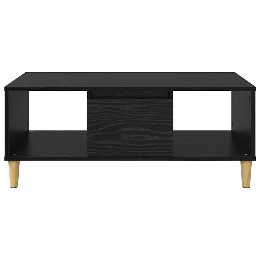 Tavolino da salotto con cassetto Rovere Nero 90 x 50 x 26.5 cm