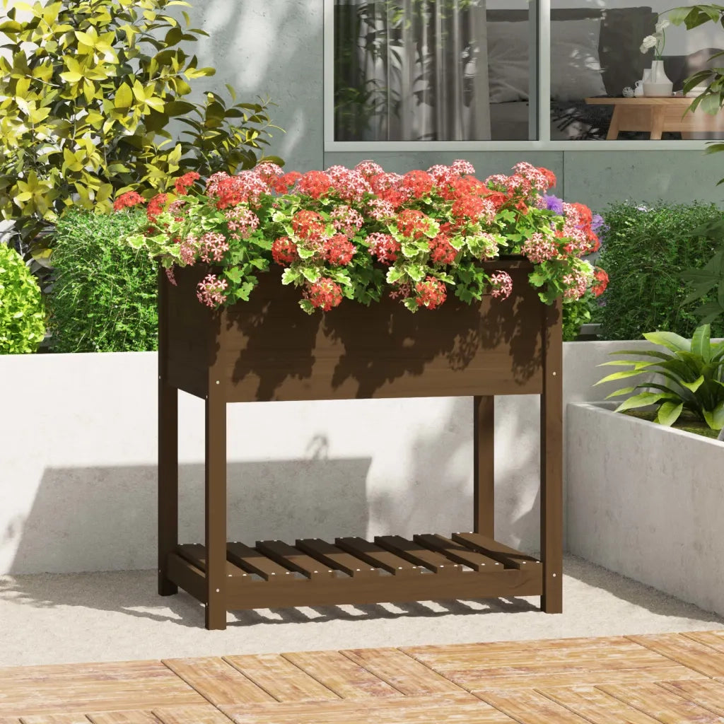Fioriera con Mensola Miele 82,5x54x81 cm in Legno Massello Pinocod mxl 105471
