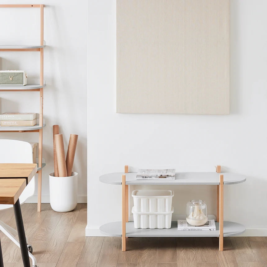 SoBuy Libreria multifunzionale Scaffale con 2 ripiani Tavolino da Caffè Portaoggetti salvaspazio Grigio 100 x 33 x 52 cm HSTR01-HG
