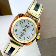 Trade Shop - Orologio Polso Zcc 18 Donna Quarzo Acciaio Moda Ambrato Dorato Quadrante Bianco -