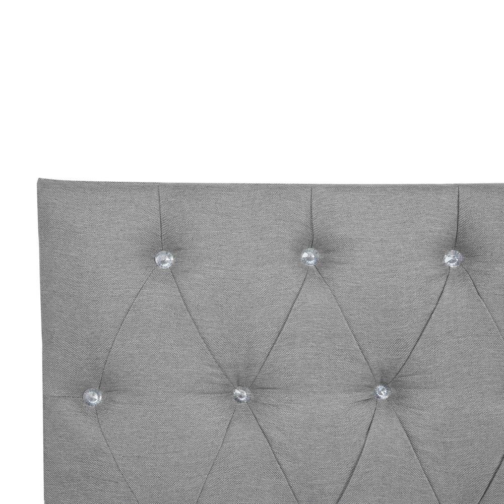 Letto Grigio 160 x 200 cm Tessuto Imbottito Struttura Con Materasso E Bottoni Poggiatesta Trapuntati