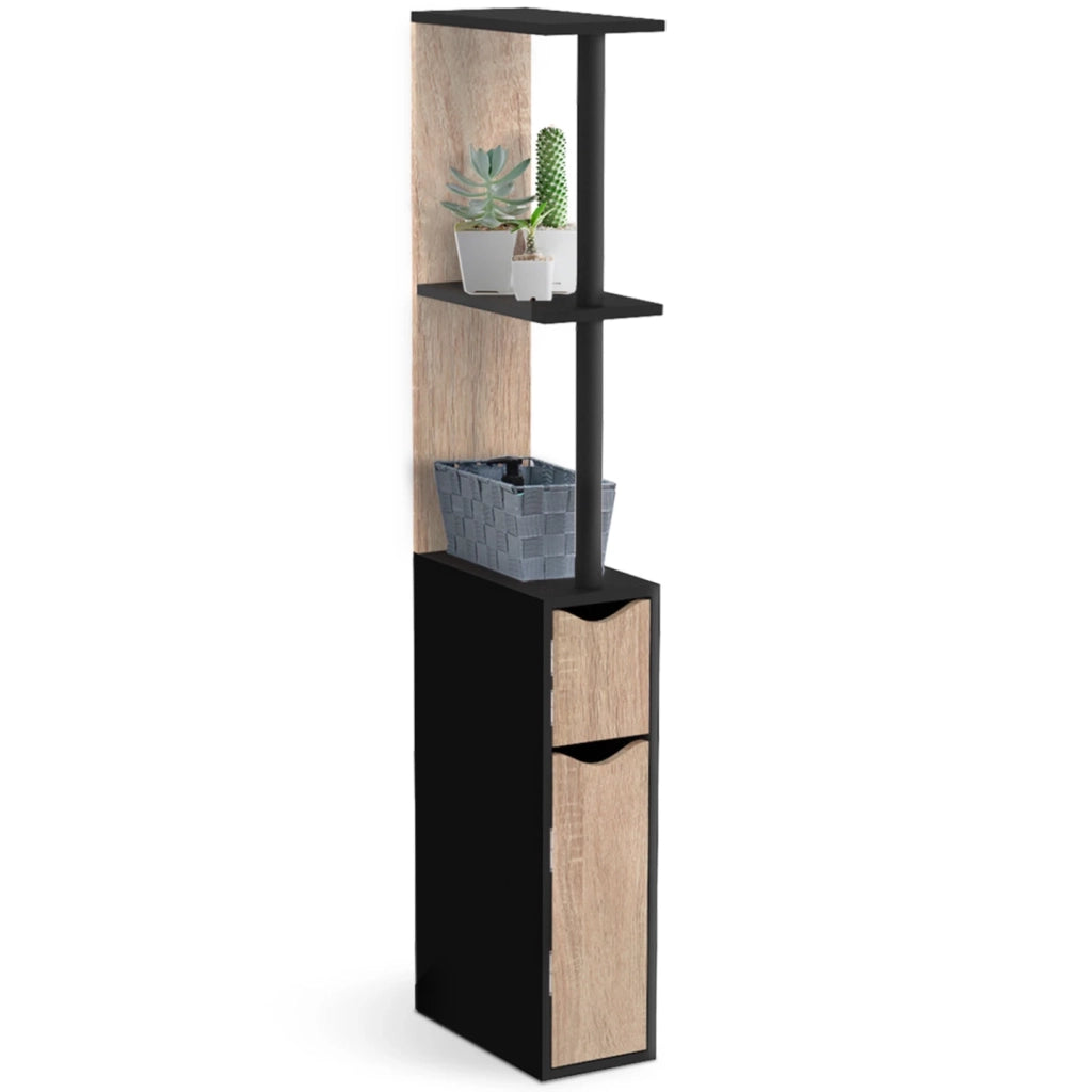 IDMarket - Mobile WC a 2 ante in faggio e nero WILLY
