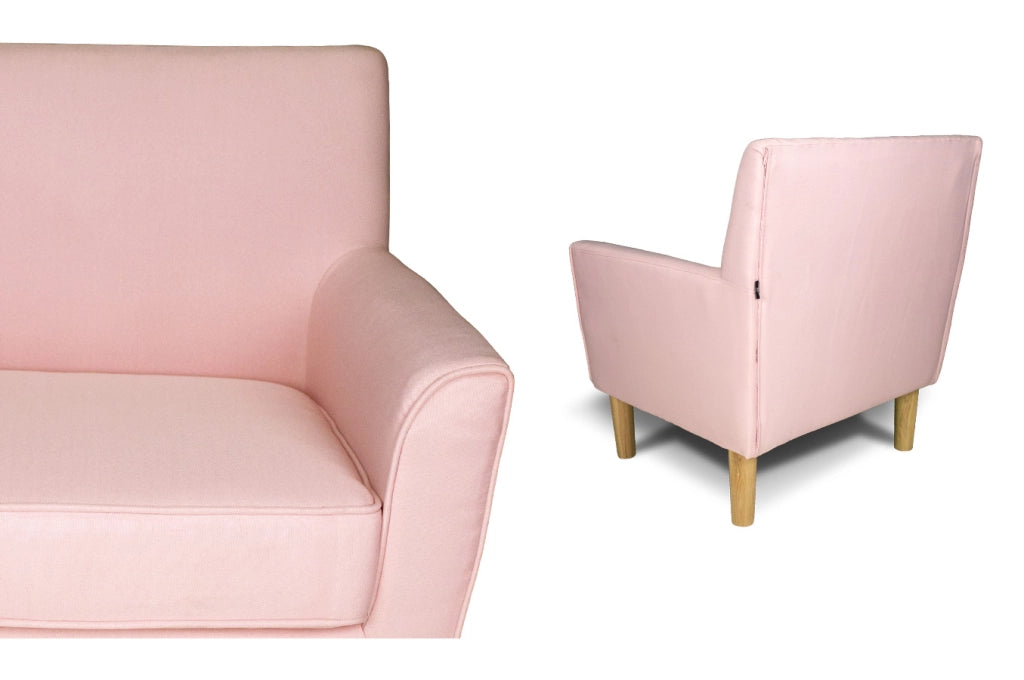 Poltrona in tessuto rosa, piedi in legno naturale - Narciso - PL-NA19FBC