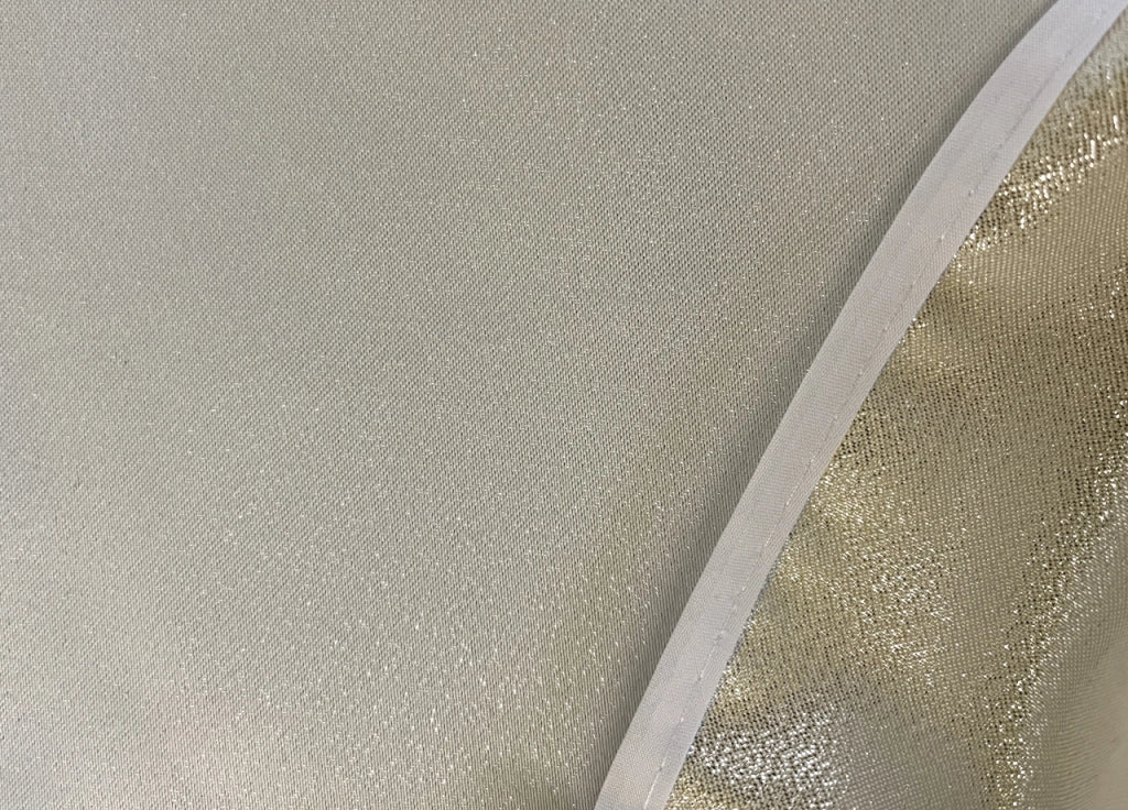 Tovaglia Cucina Soggiorno Antimacchia Idrorepellente In Lurex Tinta Unita - Rotonda 160cm - Crema-Oro