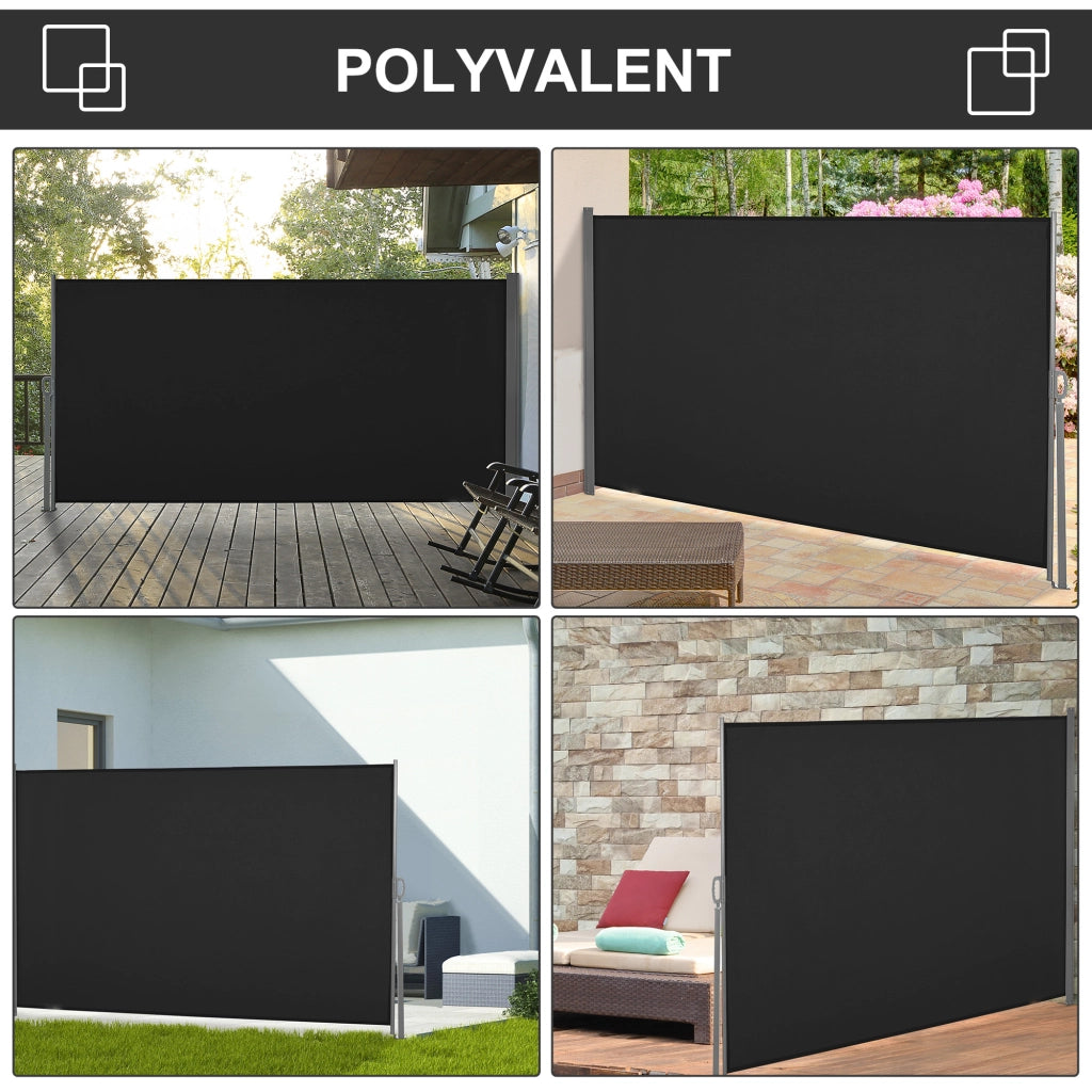 Paravento retrattile per esterni 3x1.6 m ¨C zephmum ¨C metallo e poliestere nero