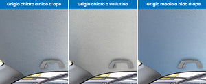 Kit Riparazione Tessuto Cielo Auto - Vellutino Grigio Chiaro Con 3 Colle a Pennello - Misura 1,50 x 3 m - Adatto anche per Pannelli Portiere e Pantoni