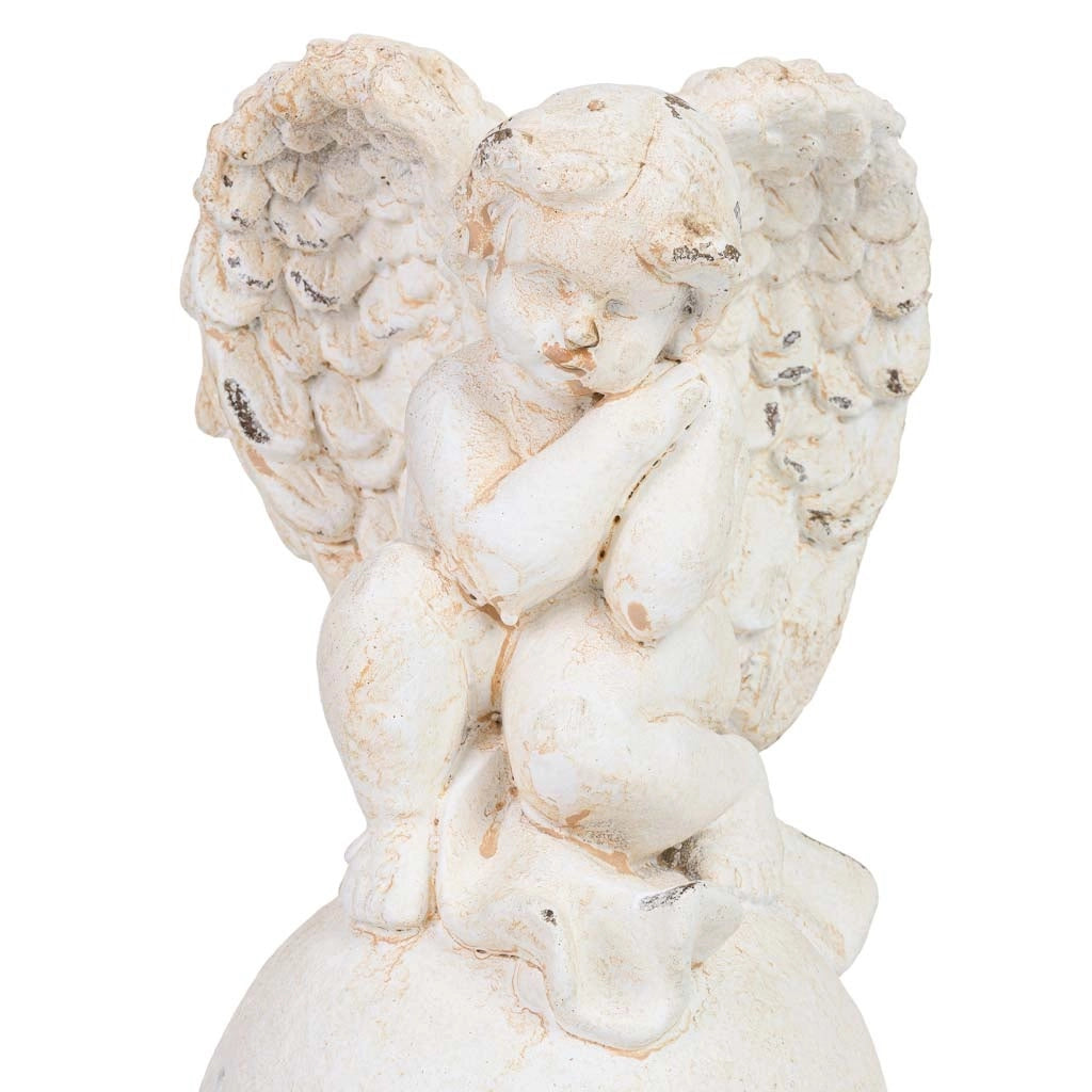 Figura decorativa a forma di angelo in magnesio bianco, 12x12x25h cm