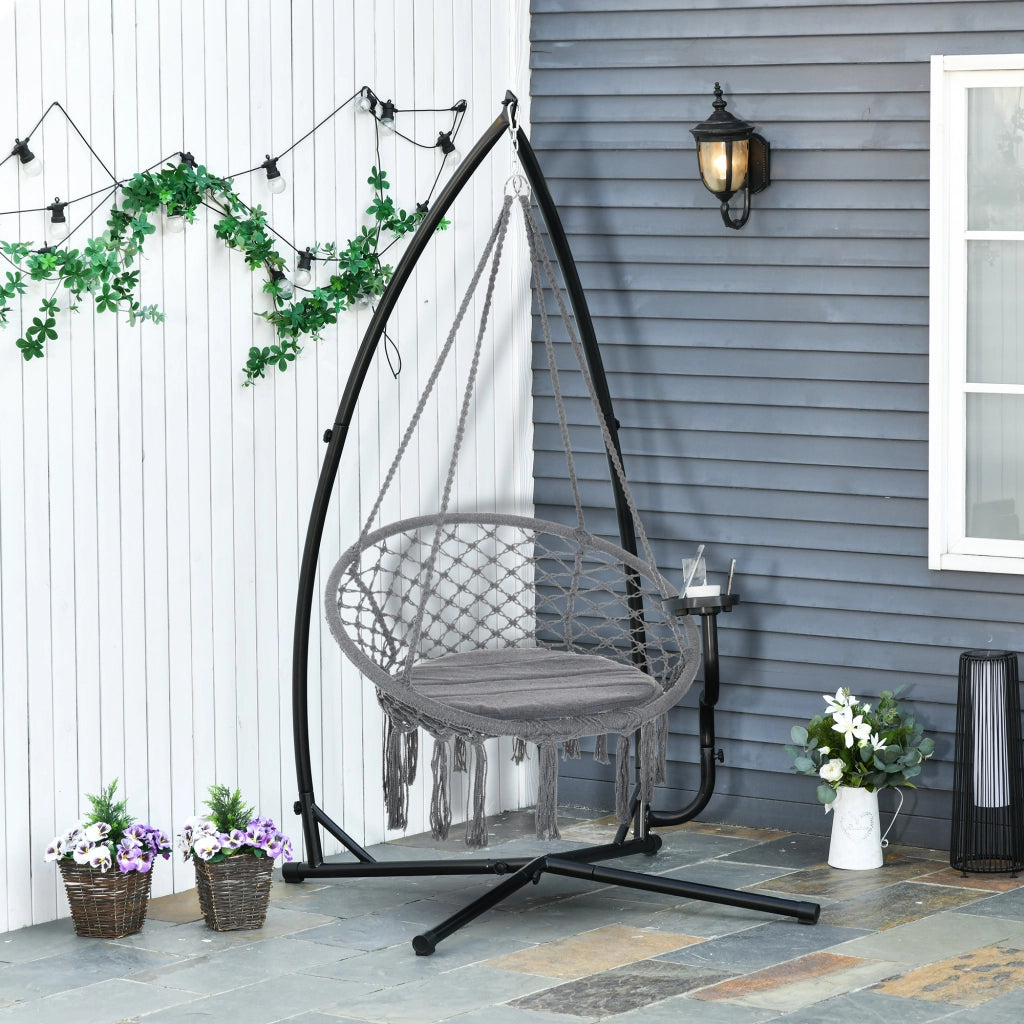 Supporto per Sedia a Dondolo con Tavolino ¨C Zephmum ¨C Grigio 190 cm