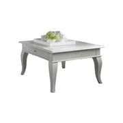 Tavolino shabby quadrato 1 cassetto legno massello bianco l.80 p.80 h.48 - Mobili 2G