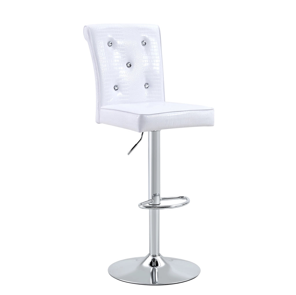 Sedia da pranzo bianca in PVC effetto coccodrillo