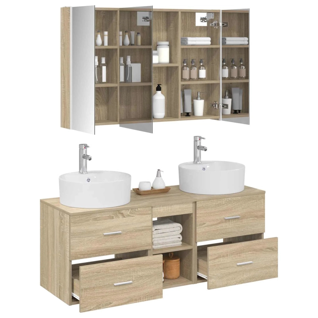 Set di mobili per il bagno 4 pcs Rovere Sonoma 3406905