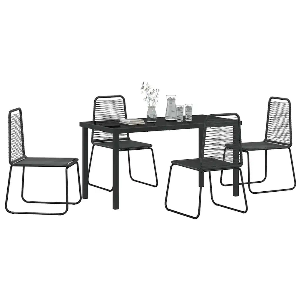 Set da Pranzo per Giardino 5 pcs Nero
