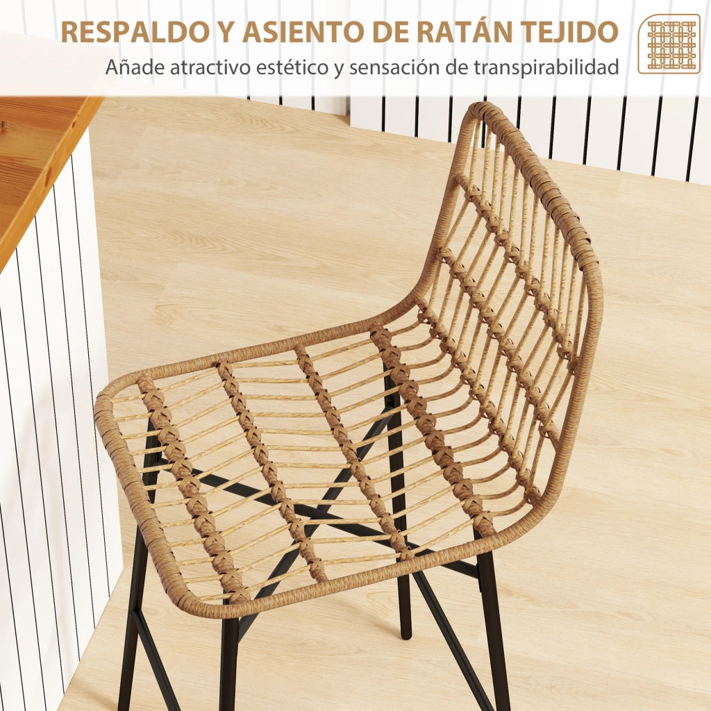 Sgabelli da Bar con Schienale e Seduta in Rattan ¨C zephmum ¨C Marrone
