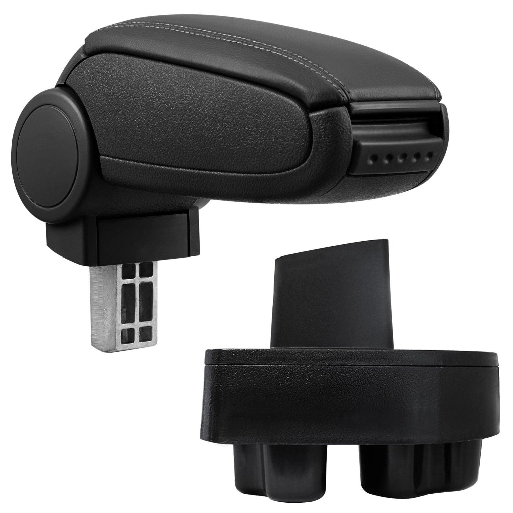 Bracciolo centrale per Opel Corsa C / Opel Combo C con scomparto imbottito in similpelle nera con cuciture nere 03_0000570