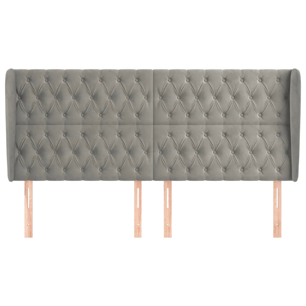 Testiera ad Orecchio Grigio Chiaro 203x23x118/128 cm in Velluto 3118358